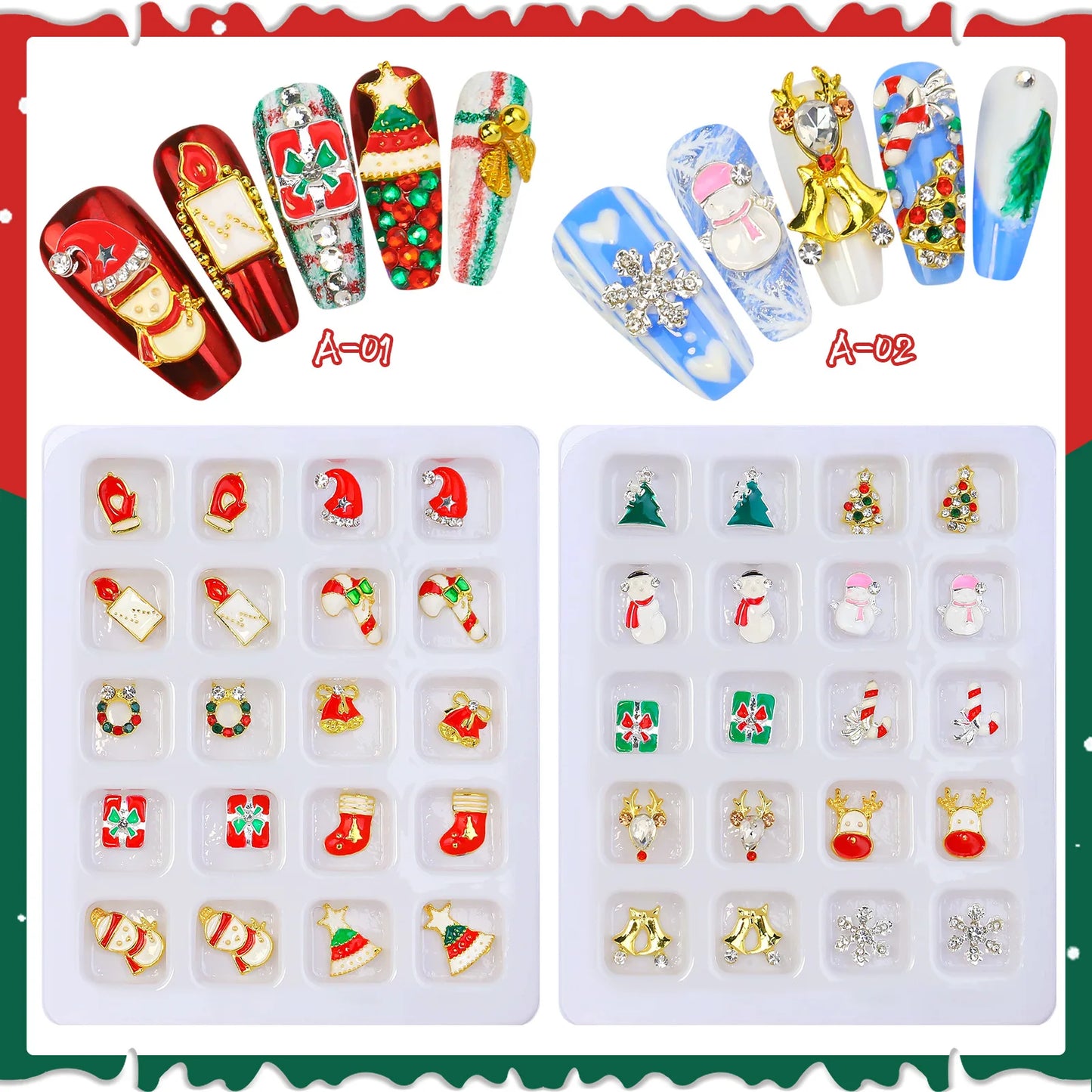 CHS010  Nail Enhancement New Alloy Christmas Jewelry Snowman Diamond Bell Jewelry Set