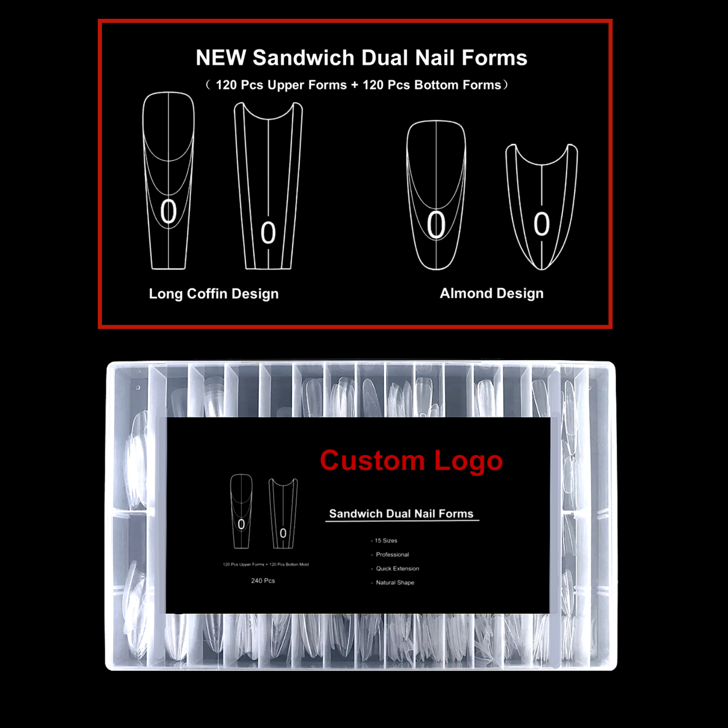 NEW ARRIVAL Sandwich Dual Nail Forms for Manicure Nail Extension Coffin Almond Dual Nail Forms for Home DIY