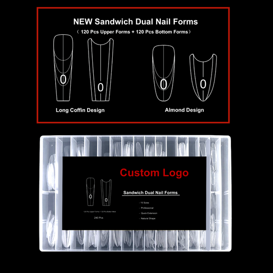 NEW ARRIVAL Sandwich Dual Nail Forms for Manicure Nail Extension Coffin Almond Dual Nail Forms for Home DIY