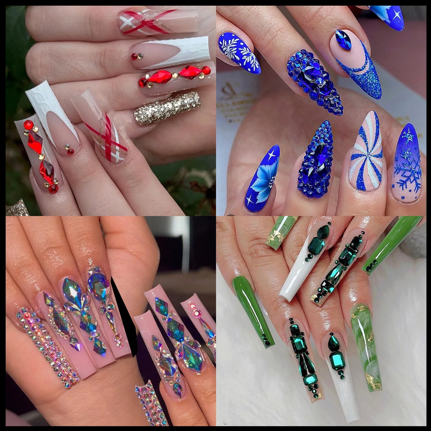 CHS005  24 girds Nail rhinestones Mix Shapes Christmas Metal Charm Nail art Decoration Wheel 3D Nail Jewelry Accessories