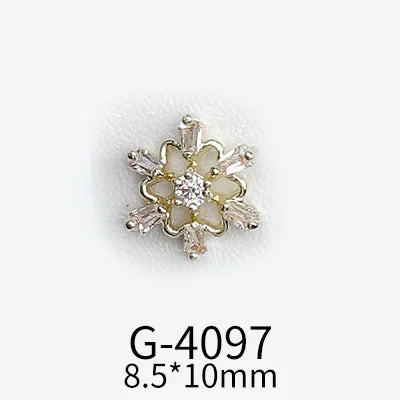 CHS015  Christmas Nail Art Zircon Charms 3D Snowflake Nail Glitter Sticker Supplies Accessories Shiny Xtmas Nail Rhinestones Jewelry