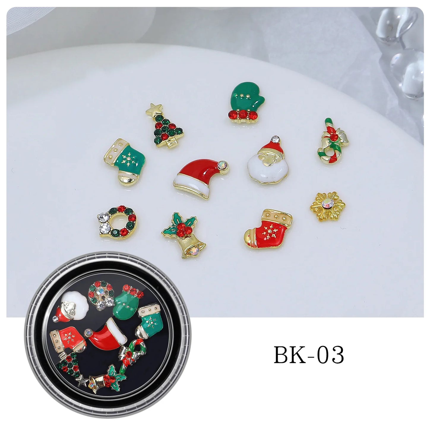 CHS001  Alloy Christmas Mix Shapes Christmas Metal Charm Nail art Decoration Wheel 3D Nail Jewelry Accessories