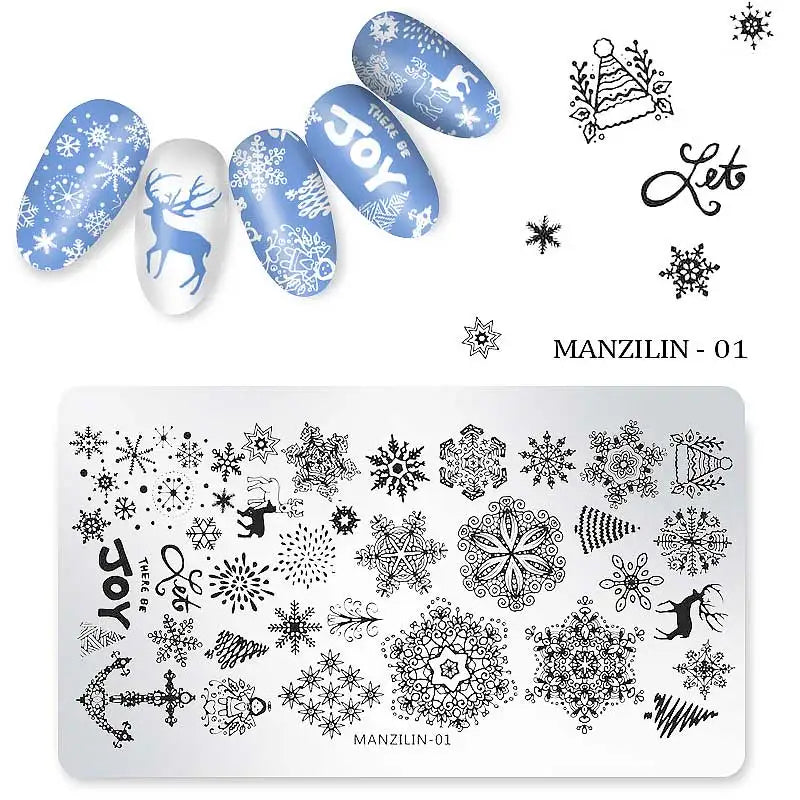 CHS003  6*12cm Christmas XMAS Theme Nail Art Stamping Template Plates Manicure Nail Tools