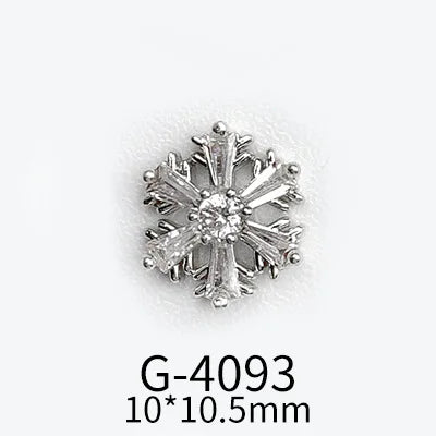 CHS015  Christmas Nail Art Zircon Charms 3D Snowflake Nail Glitter Sticker Supplies Accessories Shiny Xtmas Nail Rhinestones Jewelry