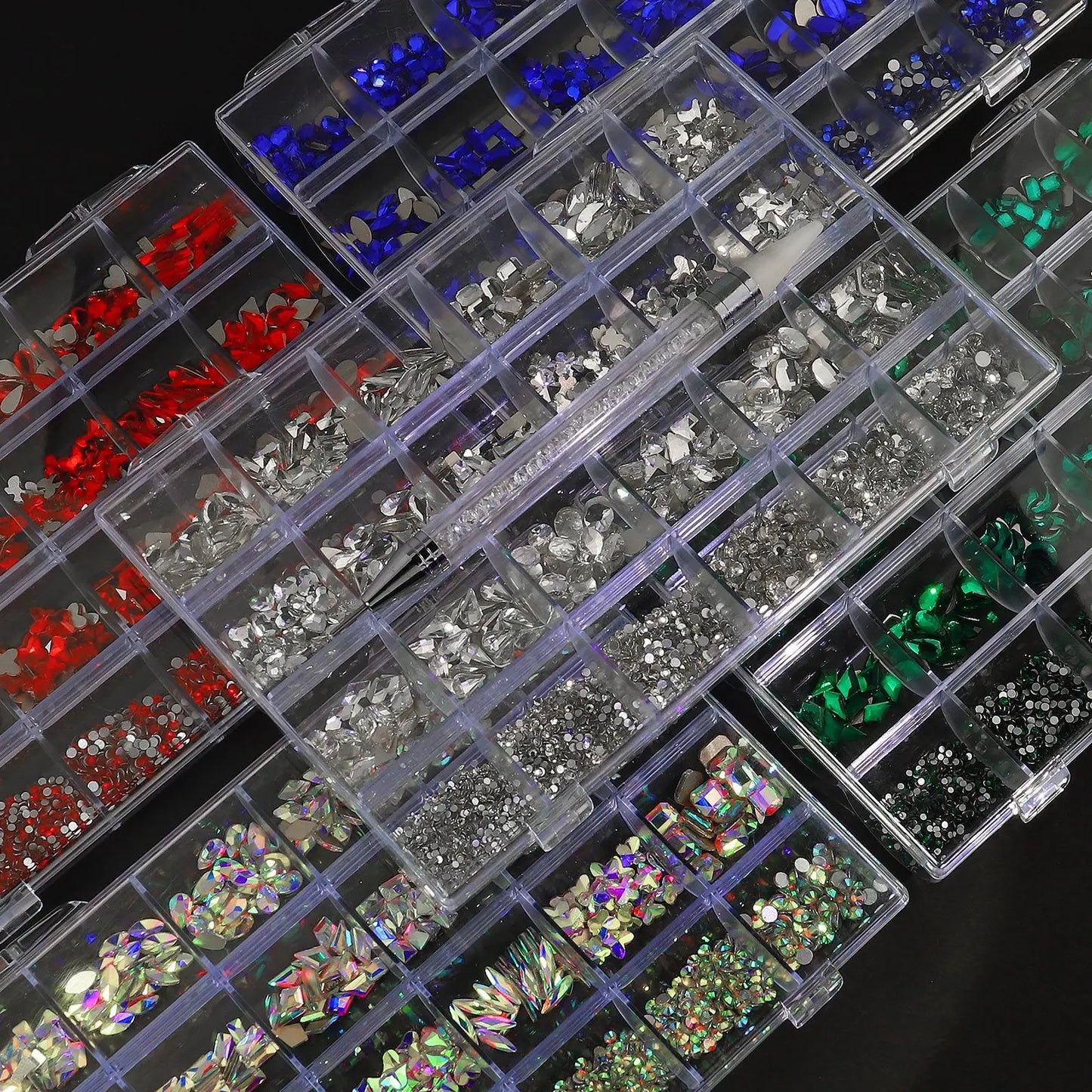 CHS005  24 girds Nail rhinestones Mix Shapes Christmas Metal Charm Nail art Decoration Wheel 3D Nail Jewelry Accessories