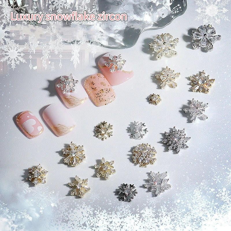 CHS015  Christmas Nail Art Zircon Charms 3D Snowflake Nail Glitter Sticker Supplies Accessories Shiny Xtmas Nail Rhinestones Jewelry