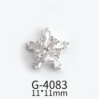 CHS015  Christmas Nail Art Zircon Charms 3D Snowflake Nail Glitter Sticker Supplies Accessories Shiny Xtmas Nail Rhinestones Jewelry