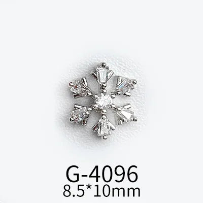 CHS015  Christmas Nail Art Zircon Charms 3D Snowflake Nail Glitter Sticker Supplies Accessories Shiny Xtmas Nail Rhinestones Jewelry