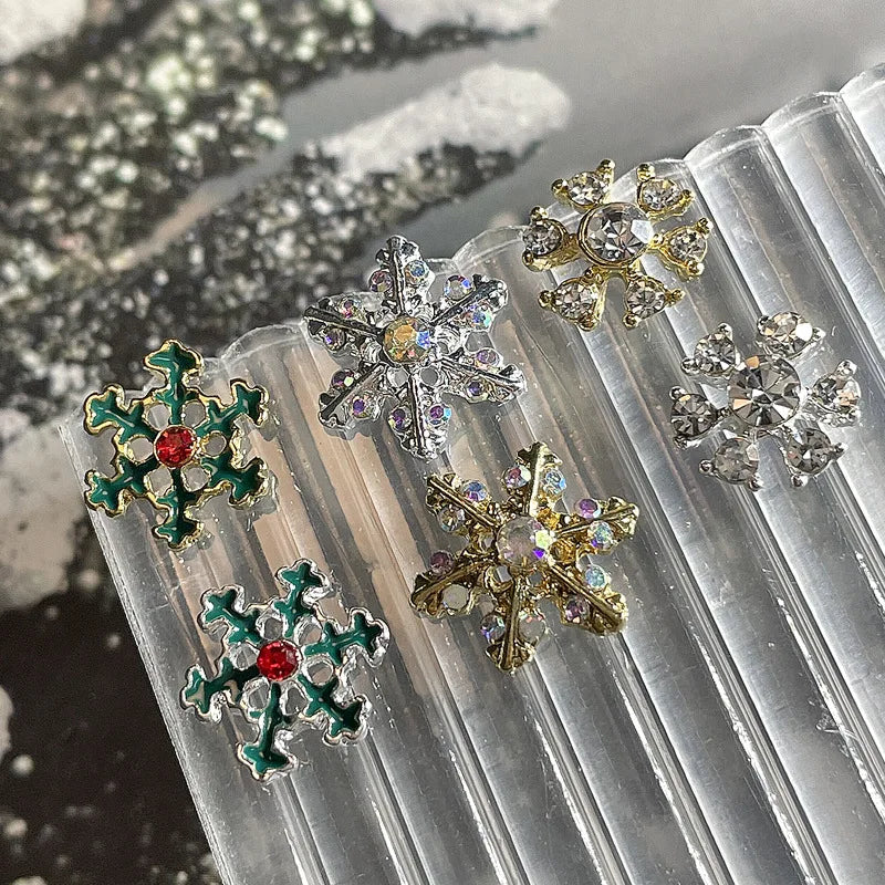 CHS018  Wholesale Christmas Snowflake series AB diamond white diamond nail jewelry