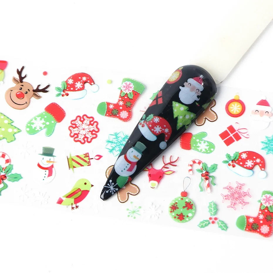 CHS009  Christmas Halloween Nail Foil Transfer Paper Set Snow Flower Elk Gift Santa Adhesive Paper Nail Art Stickers