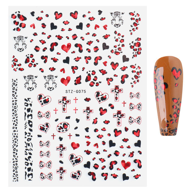 VAL018  Hot nail art stickers ins retro western valentine series nail sweet stickers decals nail