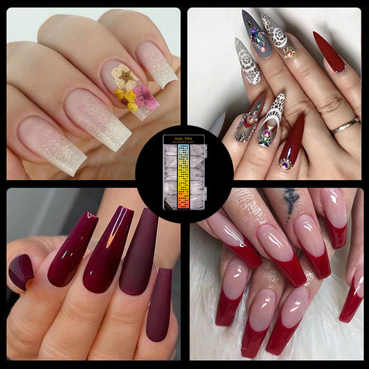 FTMA004 Cross-border No Trace C Arc Free Carving Frosted Nails Extended Patch Nail Art Frosted Trapezoidal Nails 500 Pieces