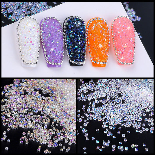 FDMD015 Nail Art Jewelry Fairy Beads, Glass Beads Mixed with Transparent Beads, Micro Beads, Bottled
