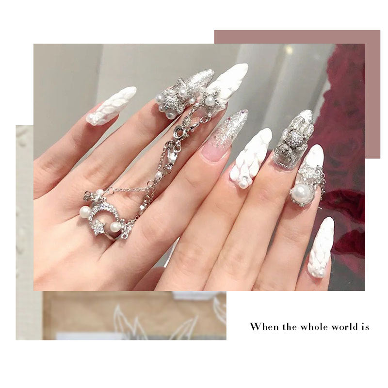 FDMB018 Bear Nail Jewelry Diamond, Nail Decoration Palace Style, Diamond Gold, Pearl, Silver Zircon Bracelet