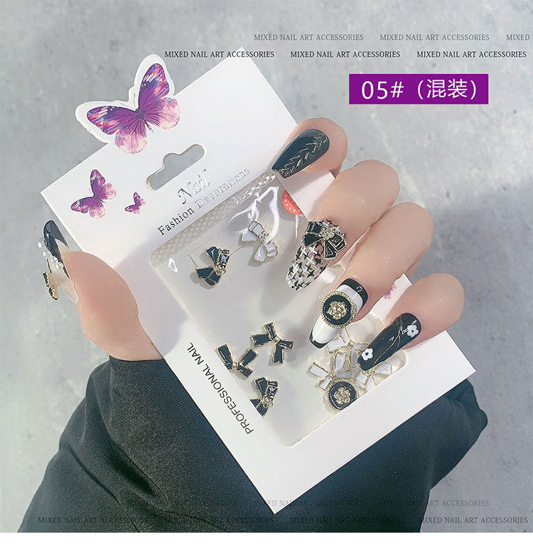 FDMD001 New nail art, aurora butterfly love bear bow chain alloy decoration