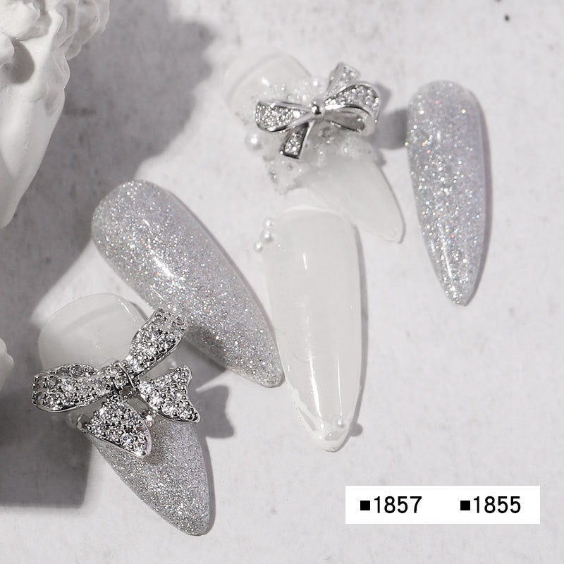 FDMD007 Popular Nail Art Diamond Bow Three-dimensional Metal Gold Luxury Super Flash Nail Jewelry Bow