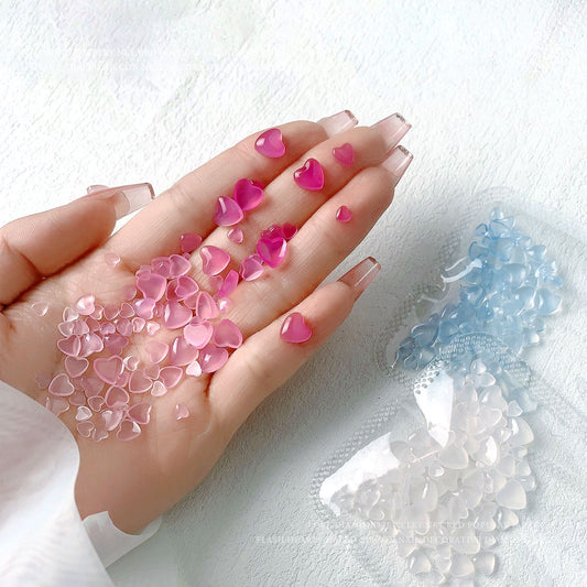 FDMD003 Nail art light-sensitive color-changing love ice-transparent fresh diamond decoration, light-changing peach heart transparent nail decoration