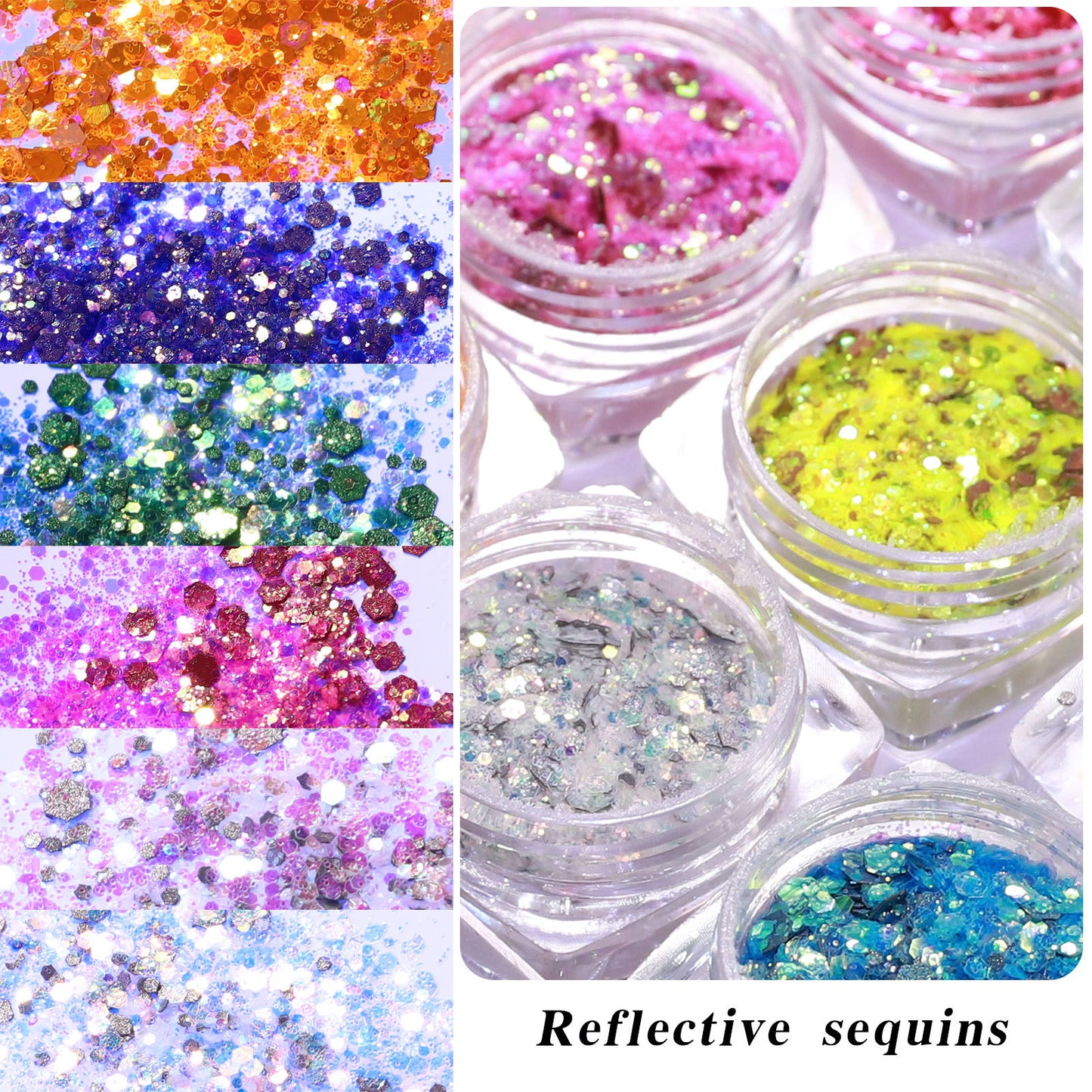 FFMB020 New 12-color mixed high-brightness reflective laser glitter, nail sequins, laser DIY nail decoration sequins