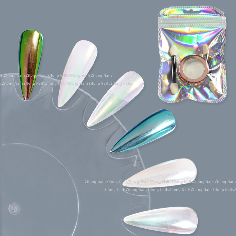 FNP034  Aurora Manicure Glitter Moo nlight Manicure Art Ice Chrome Nail Pigment Powder For Nail crystal clear powder