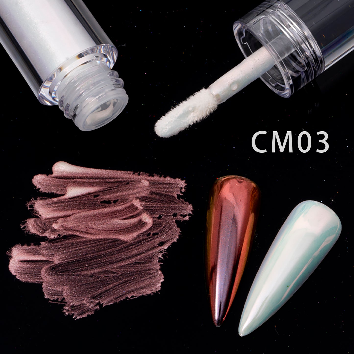 FNP015  Round tube wholesale CM series 6 colors liquid magic mirror powder used for art nail decoration