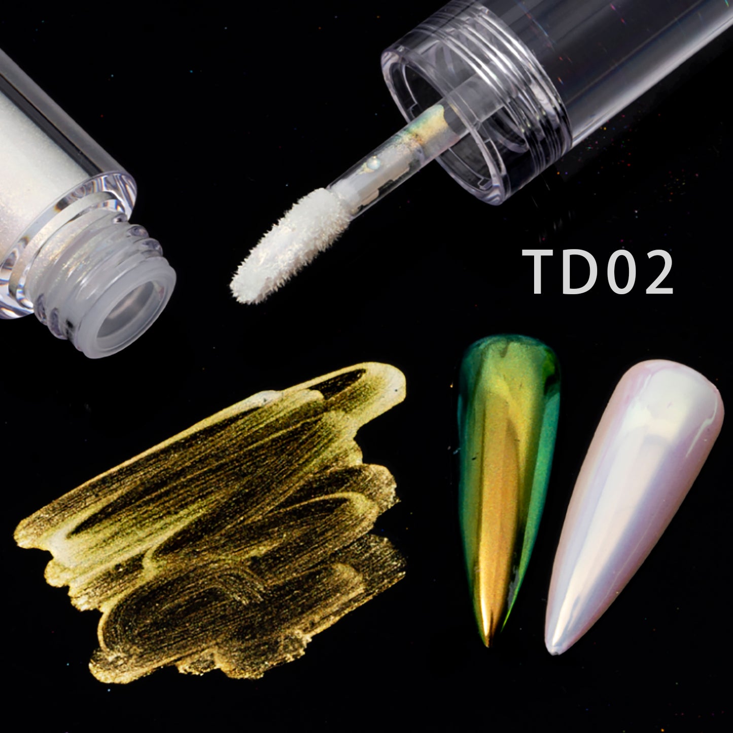 FNP013  Round tube wholesale TD series 6 colors liquid magic mirror powder used for art nail decoration