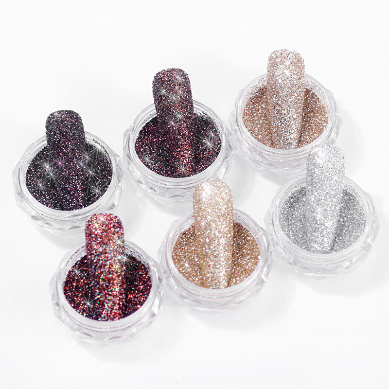 FNP074  Wholesale Broken Diamond Nail Powder Silvery Gold Crystal Nail Powder For Nail Decoration