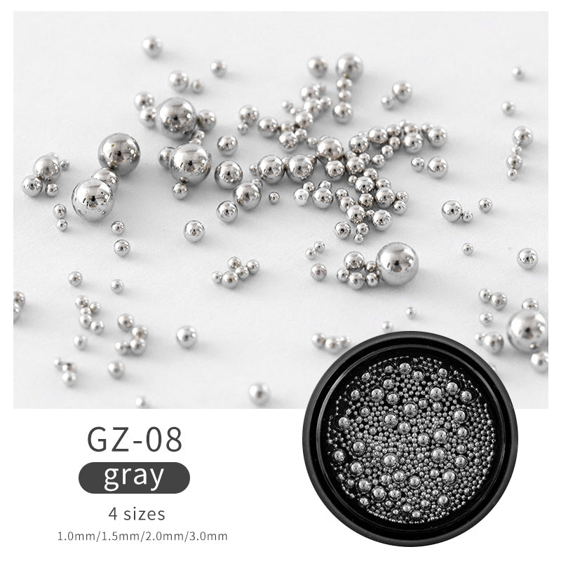 NAW004  Mixed Sizes Gold Sliver Rose Steel Caviar Beads Nail Studs 3D Metal Nail Art Decorations Wheel Manicure Tools