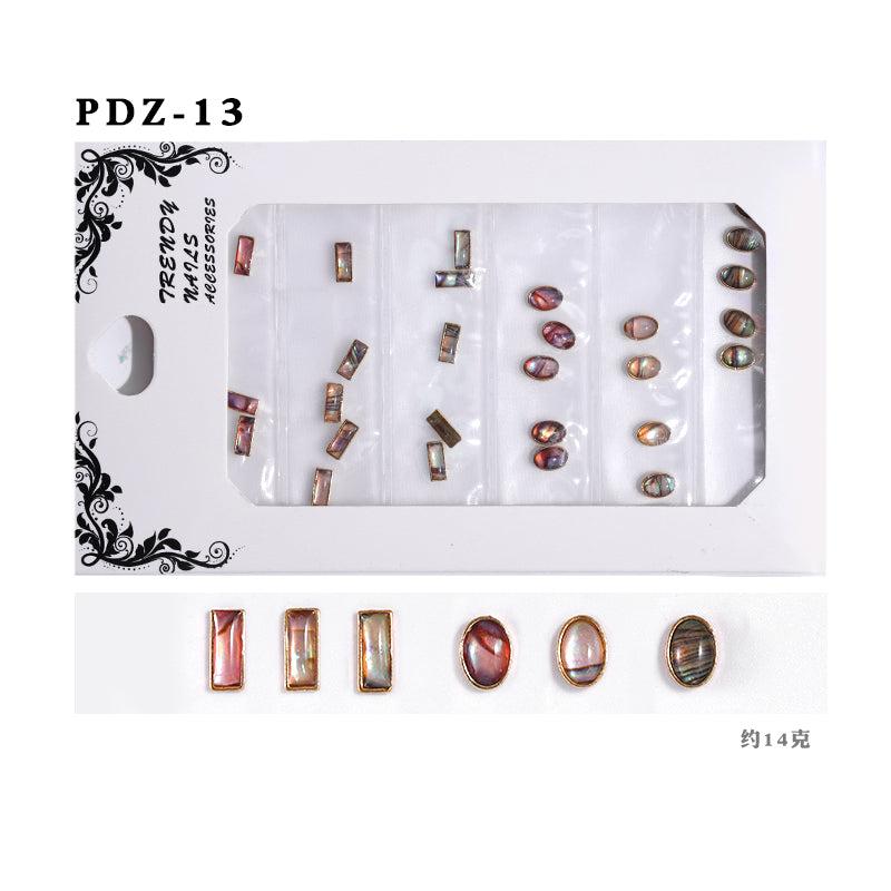 NDE008  ForLife 6 Grid Pack Flatback Nail Art Crystal Rhinestones Decorations 3d Alloy Retro Nail Accessories