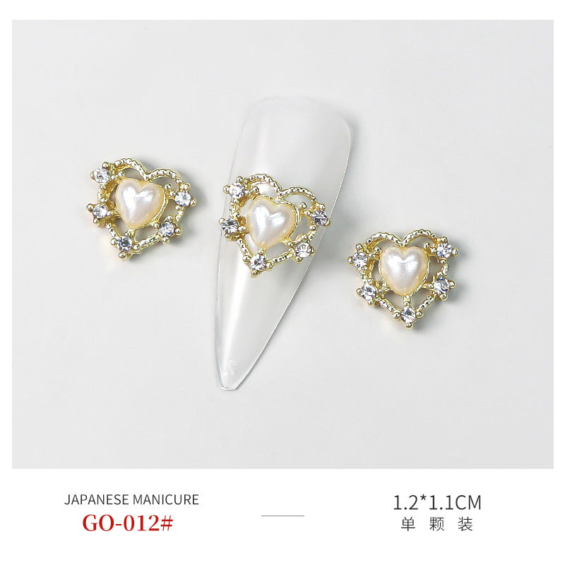 NZJ069  3D Designer Luxury Zircon Crystal Rhinestone Nail Charms Kawaii Gold Metal Alloy Charms for Nail Jewelry