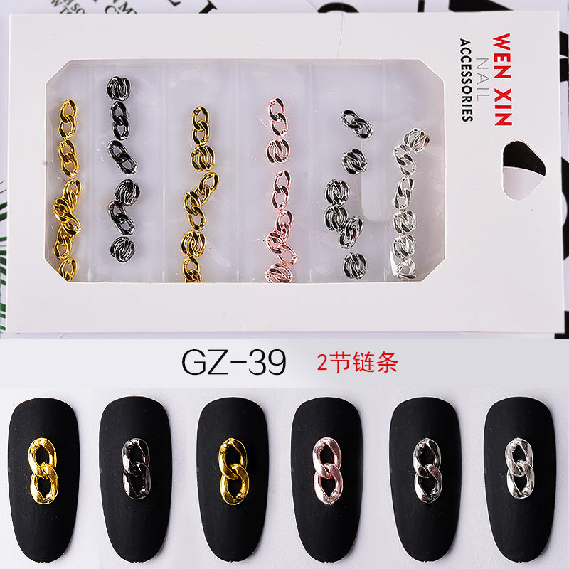 NDE013  ForLife 6 Grid Pack Flatback Nail Art Rhinestones Zircon Resin Flower Alloy Chain 2 Sections Nail Decorations tools