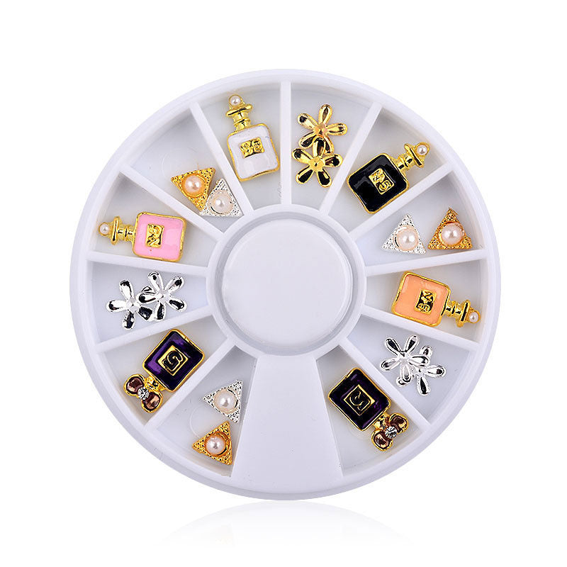NAW007 Hollow Gold Metal 3d Nail Art Decorations Wheel Star rhinestones Design DIY Sharp Tips Nail Decoration tools