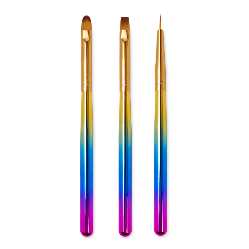 NBR024  ForLife Nair art 3 pcs/set nylon hair painting brush ,Carved pen, light therapy pen set with colorful pen holder