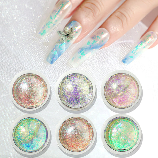 FNP026  TB Acrylic Nail Diamond Powder Holographic Aurora Powder For Nails Transparent Laser Pigment Nail Glitter Powder