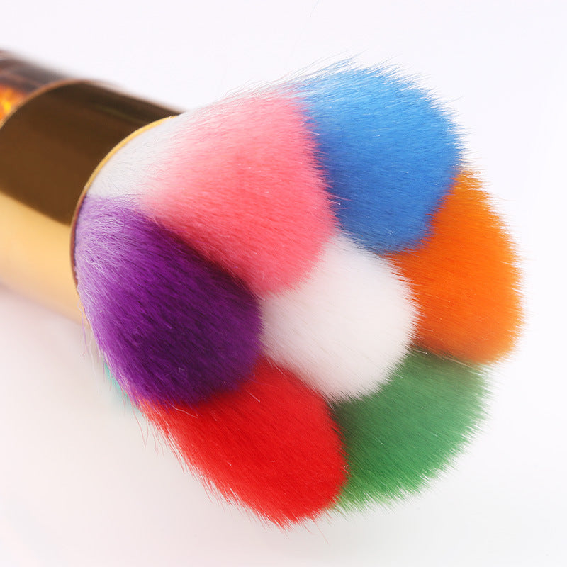 NBR020  ForLife Soft Nail Dust Remover Rainbow Brush Color Petal Handle UV Nail Cleaner Brushes Makeup Brush Manicure Tool