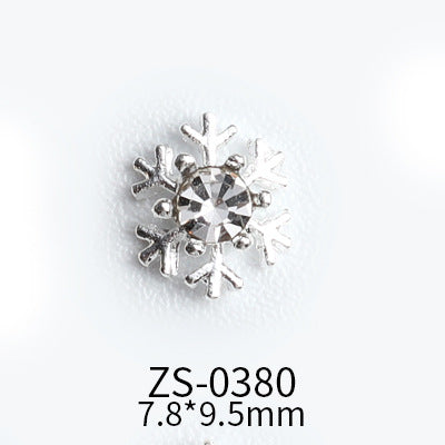 NZJ039  Wholesale Christmas Snowflake series AB diamond white diamond nail jewelry