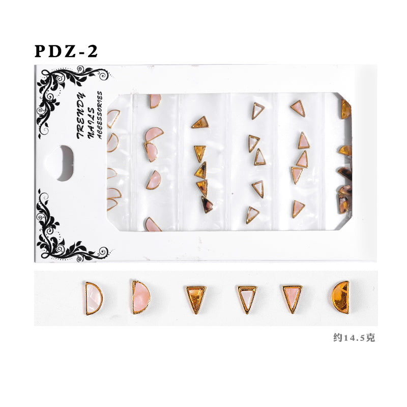 NDE008  ForLife 6 Grid Pack Flatback Nail Art Crystal Rhinestones Decorations 3d Alloy Retro Nail Accessories