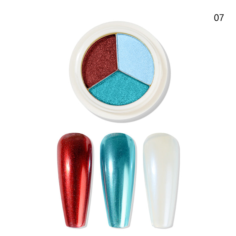 FNP083  Mixed 3 Colors Mirror Nail Powder Glitter Dust for Metal Effect Chrome Nail Art Solid Powder Pigment Nail Art Decorations Powder