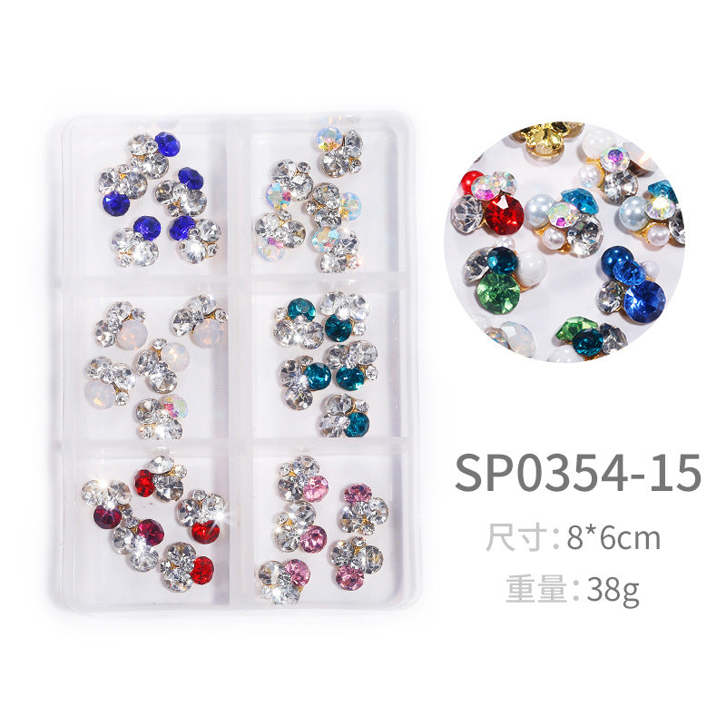 NZJ064  New Snake Planet Zircon Rhinestone Six-Grid Alloy Jewelry Wholesale 2022 New Nail Art Alloy Jewelry Vintage big drill pile drill