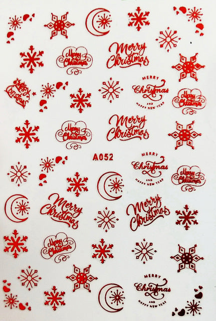 NS5D028  ForLife 3D Nail Art Christmas Slider Wraps Snowflake Elk Santa Adhesive Flame Sticker Red Gold Manicure Nails Designs