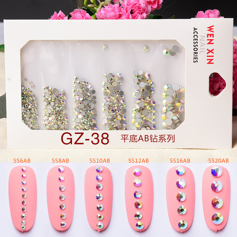 NDE012  ForLife 6 Grid Pack Flatback Nail Art Crystal Rhinestones Decorations Mixed Steel Ball Micro- Beads Nail Accessories