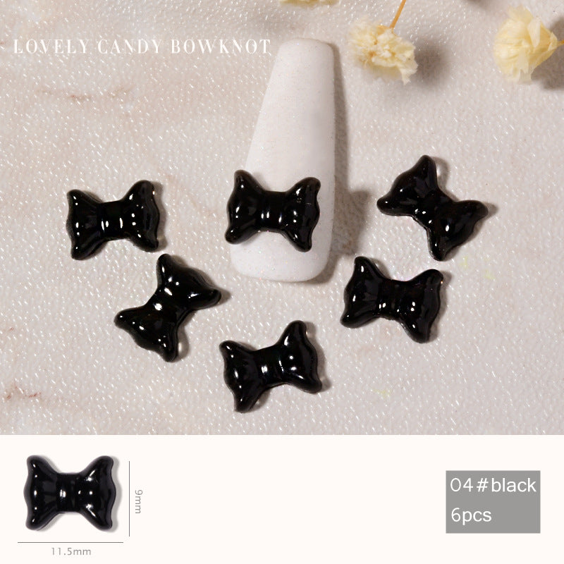 NDE044  ForLife new 6-piece nail art candy color soft bow ornaments bendable nail art diamonds nail jewelry accessories