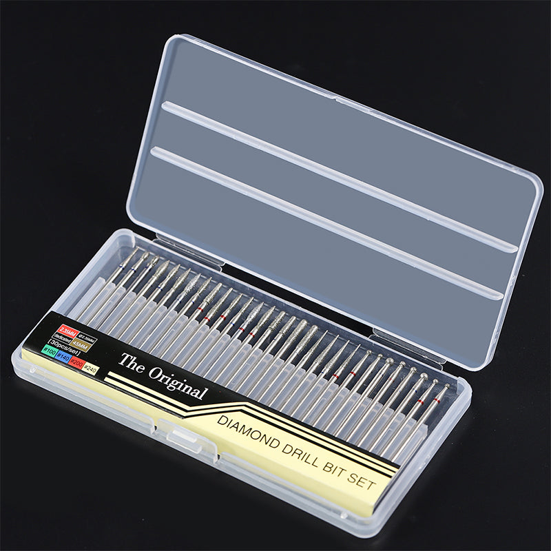 NDB030  30 Pcs Diamonds Nail Drill Bits Set Tungsten Steel Nail Art Polished Cutter For Electric Manicure Machine Accessory