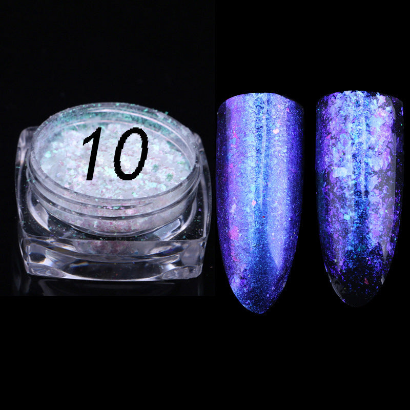 FNP054  12 Colors Magic Mirror Acrylic Powder Nail Art Laser Colorful Transparent Powder Nail Art Decoration
