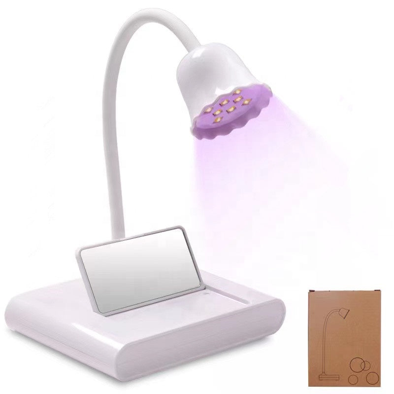 FNL011 New Desktop Phototherapy Nail Lamp Stick Nail Piece Stick Drill Shape Bake Light Therapy Lamp with Mirror Electric Storage