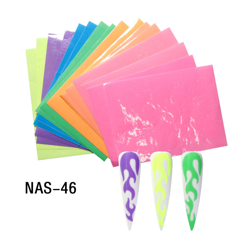 NS5D021  ForLife Aurora fluorescence Nail Sticker Holographic Colorful Fire Reflections Self-Adhesive Foils DIY Nail Art Decoration