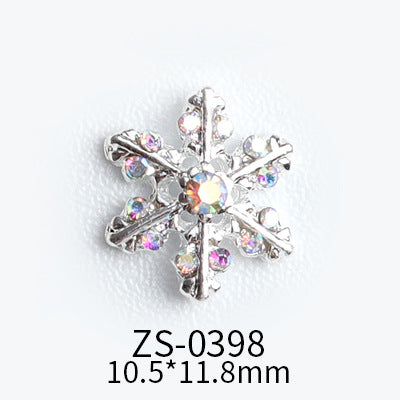 NZJ039  Wholesale Christmas Snowflake series AB diamond white diamond nail jewelry