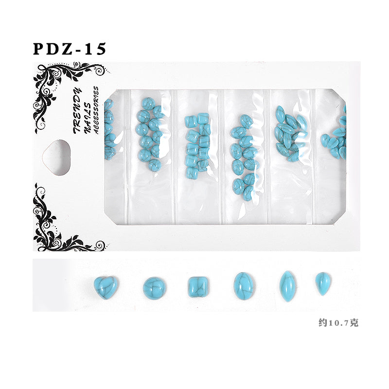 NDE008  ForLife 6 Grid Pack Flatback Nail Art Crystal Rhinestones Decorations 3d Alloy Retro Nail Accessories