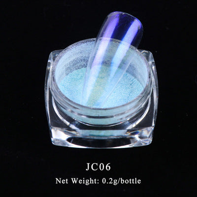 FNP073  12 colors Nail Art Holographic Glitter Acrylic Transparent Mirror Aurora Mirror Magic Power