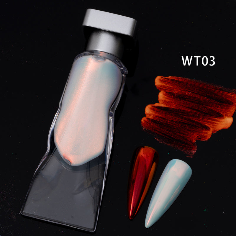 FNP016  Flat tube wholesale WT series 5 colors liquid magic mirror powder used for art nail pigment