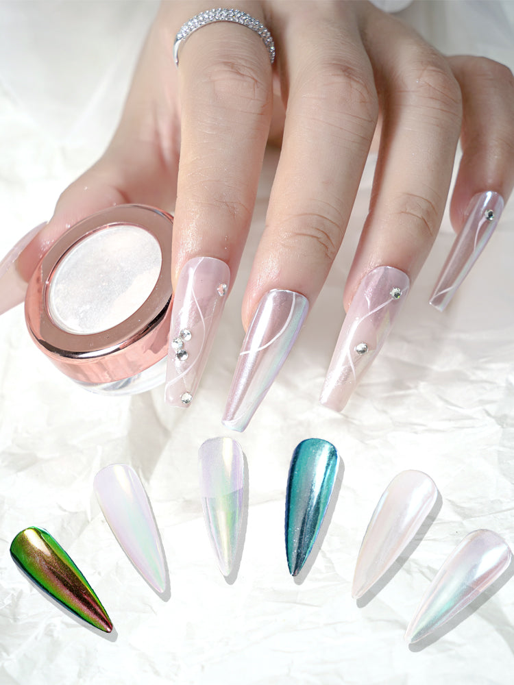 FNP034  Aurora Manicure Glitter Moo nlight Manicure Art Ice Chrome Nail Pigment Powder For Nail crystal clear powder